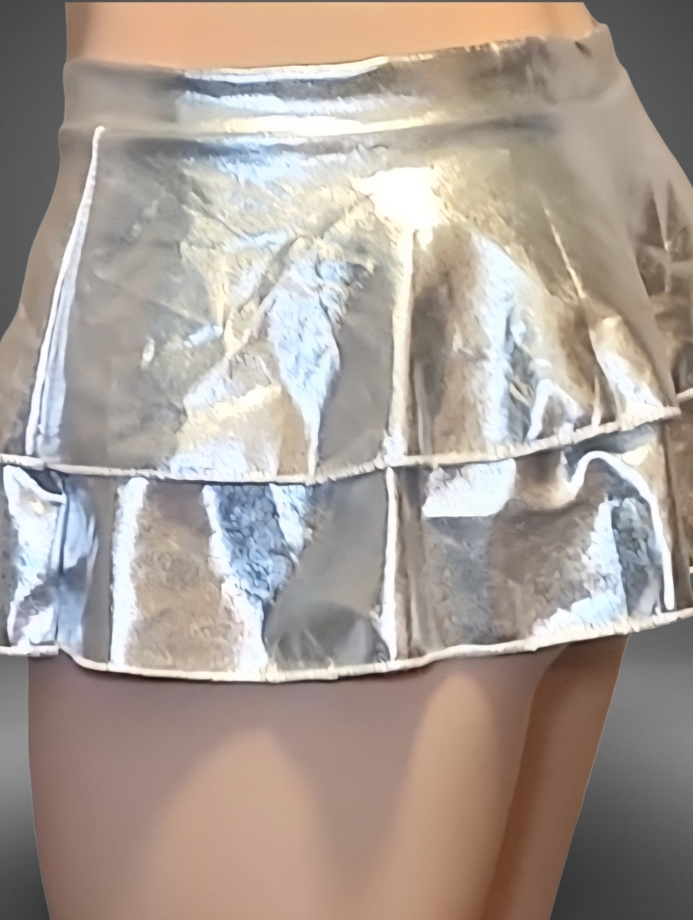 Women's Silver Dancewear Skirt Size L Micro Mini Skirt Rave Exotic Y2K Stripper - Picture 3 of 7
